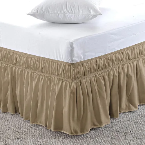 Miniatura 2 de Pure Eco Falda de cama envolvente tamaño individual de 10 pulgadas con caída a medida con tres lados de tela ajustables y cinturones elásticos