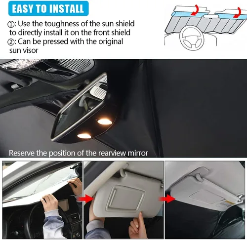 Miniatura 5 de Parasol plegable para parabrisas delantero de automóvil, ajuste personalizado para Ford F-150 F150 2015-2020 Lariat, King Ranch, Platino, XL XLT