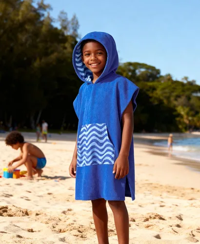 Miniatura 6 de MissShorthair Toalla Poncho para niños, toalla de playa con capucha para niñas y niños, poncho de surf, bata cambiante, toalla de baño de Rayas