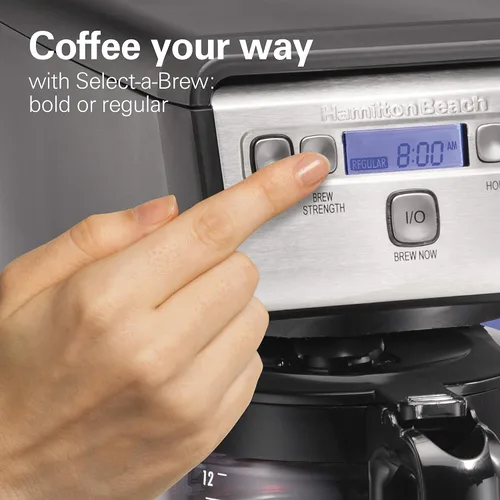Miniatura 7 de Hamiton Beach - Cafetera de goteo programable compacta de 12 tazas con jarra de vidrio de burosilicato sin goteo, apagado automático de 2 horas