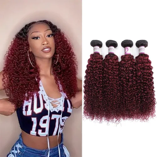 Miniatura 14 de 4 paquetes de cabello humano ondulado brasileño degradado borgoña T1B/99J, paquetes de cabello humano ondulado y húmedo para mujeres negras