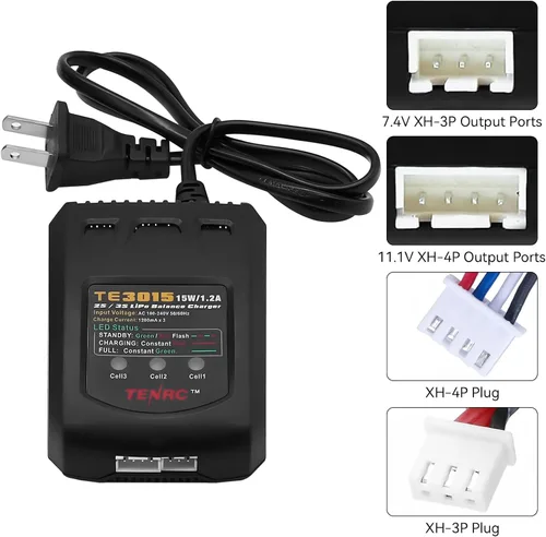 Miniatura 3 de LiPo Cargador de batería - 2S 3S RC Baterías Balance Cargadores AC 7.4-11.1V 15W 1.2A con XH3P XH4P Plug para RC Car LiPo Batería Barco Avión Camión