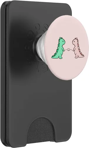 Miniatura 7 de Divertido y lindo dinosaurio T Rex verde dinosaurio y rosa para niñas, PopSockets intercambiables PopGrip