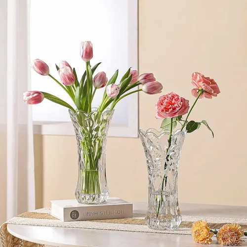 Miniatura 7 de Jarrón de cristal de 12 pulgadas para flores con caja de regalo de lujo, elegantes jarrones transparentes altos para el día de la madre, boda