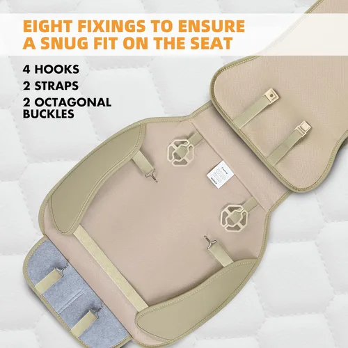 Miniatura 5 de Elantrip Fundas para Asiento de Coche de Cuero, Protector de Asiento de Coche para Mujeres, Compatible con Airbag, Funda de PU con Patrón de Beige