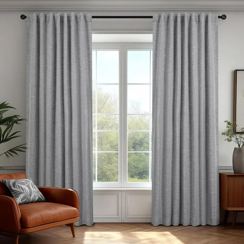 Miniatura 11 de Deconovo Cortinas de lino sintético 100% opacas con pestañas ocultas y cinta plisada, alzapaños incluidos, cortinas con aislamiento térmico