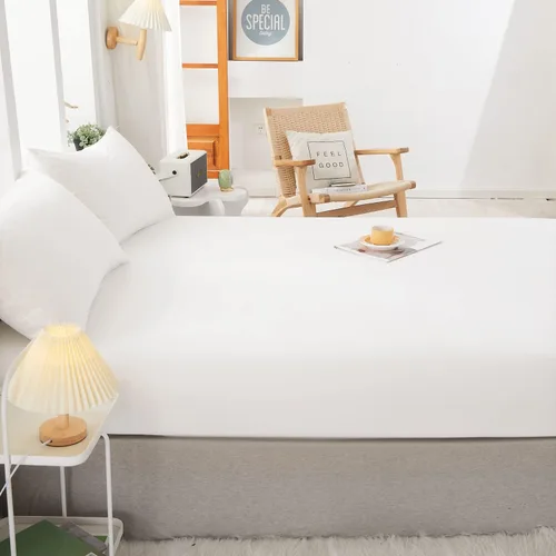 Miniatura 3 de LIFETOWN Sábana de 100 % algodón de punto jersey, bolsillo extra profundo, 1 sábana bajera ajustable con 2 fundas de almohada, sin arrugas