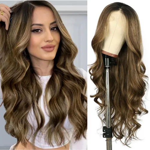 Miniatura 28 de SAPPHIREWIGS Peluca rubia con encaje frontal, pelucas largas y onduladas para mujer, pelucas de color rubio ceniza, resistentes al calor, para Mix