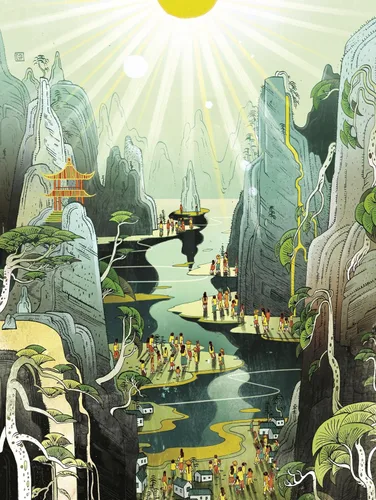 Miniatura 2 de New York Puzzle Company - Victo Ngai Country Prayer - Rompecabezas de 1000 piezas para noches de juego familiares por Victo Ngai País Oración 1000