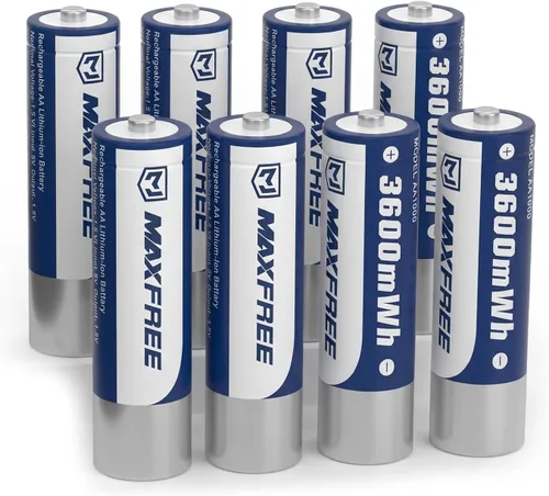 Miniatura 12 de Maxfree Paquete de 8 baterías recargables de litio AA con cargador - Cargador de doble propósito para AA Lithium y NiMH - Baterías dobles A de 1.5 V