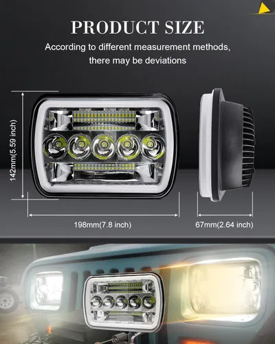 Miniatura 5 de MAYELLO Faros delanteros LED de 5x7 y 7x6, aprobados por DOT, H6054, faros delanteros de haz sellado Hi/Low, compatibles con Jeep Cherokee XJ