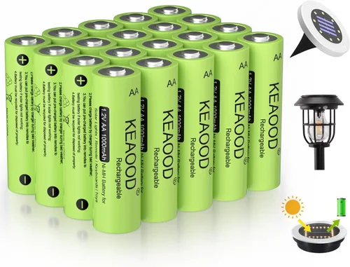 Ni-MH - Baterías solares AA recargables de 1.2 V, precargadas, 1000 mAh, doble A, para luces solares, luces de cadena, luces de sendero (AA 1000