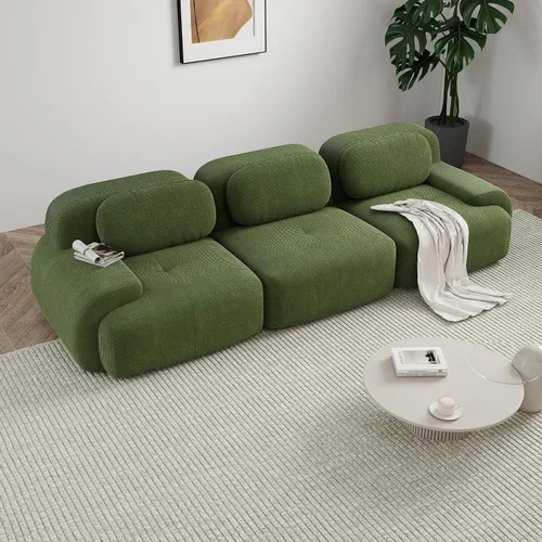 Miniatura 33 de Sofá modular sin hueso de 117 pulgadas, sofá modular en forma de L para sala de estar, sofá comprimido con asiento profundo, sofá nube de pana
