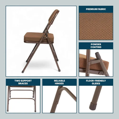 Miniatura 9 de OEF Furnishings Serie OEF3200 - Sillas plegables de tela de alta calidad, resistentes, de grado industrial, asiento ultra acolchado de 2 pulgadas