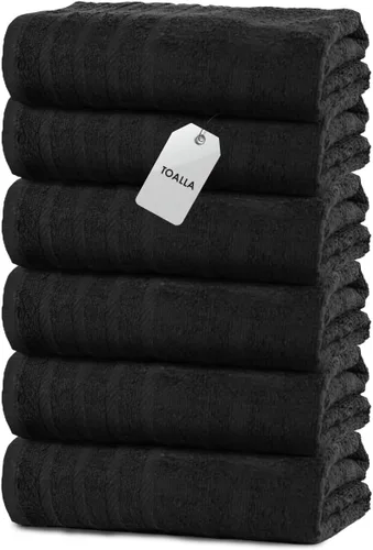 Paquete de 6 toallas de baño negras (paquete de 6, 30 pulgadas de ancho x 60 pulgadas de largo, 30 pulgadas de ancho x 60 pulgadas de largo), toalla