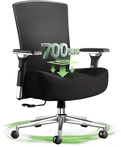 Miniatura 11 de Big and Tall Office Chair 700lbs with Ergonomic W Wide Thick Seat Cushion, Oversized Mesh Desk Chair with Adjustable Lumbar for Heavy People