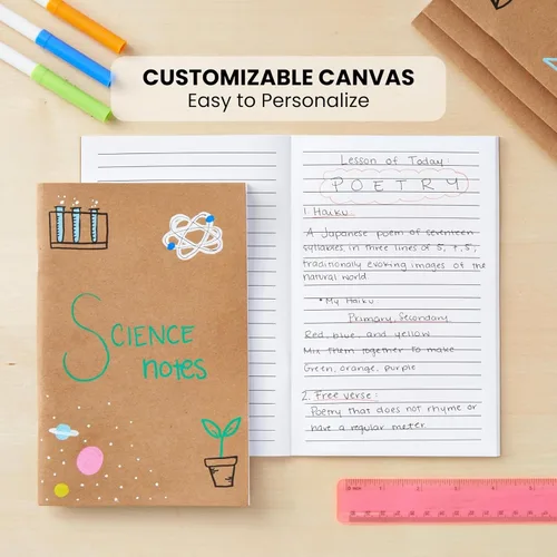 Miniatura 2 de Paquete de 24 diarios de papel kraft forrado, 48 páginas cada uno, cuadernos de papel A5 de 5.5 x 8.5 pulgadas a granel para estudiantes, escritura