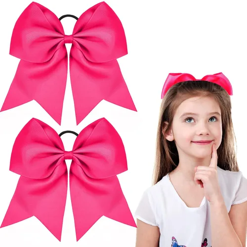Miniatura 16 de 2 paquetes de lazos grandes para animadoras de 8 pulgadas con soporte para coleta, lazos grandes para el cabello para uniformes de sóftbol para Negro