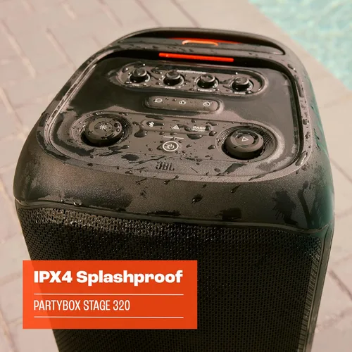 Miniatura 8 de JBL PartyBox Stage 320 - Altavoz portátil para fiestas con mango telescópico y ruedas anchas y resistentes, potente sonido JBL Pro, espectáculo