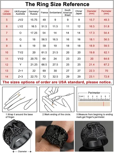 Miniatura 6 de FaithHeart Norse Viking Jewelry - Anillo de acero inoxidable de guerrero para hombre con diseño vikingo de cabeza de lobomartillo de Thor