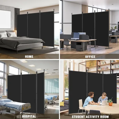 Miniatura 6 de AKTOP Divisor de habitación de 3 paneles, divisor de pared independiente para separación de habitaciones, pantalla plegable de privacidad de 70