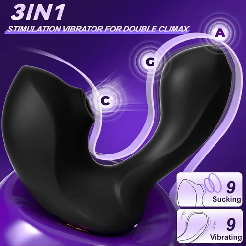 Miniatura 2 de Juguetes sexuales de succión con vibrador para adultos, vibradores de succión de rosa de doble estimulación con 9 modos de vibración y succión
