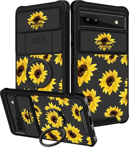 Miniatura 17 de Funermei Funda 2 en 1 para Google Pixel 7 Pro para mujeres, funda de teléfono de girasol lindo para niñas, diseño de flores florales femeninas