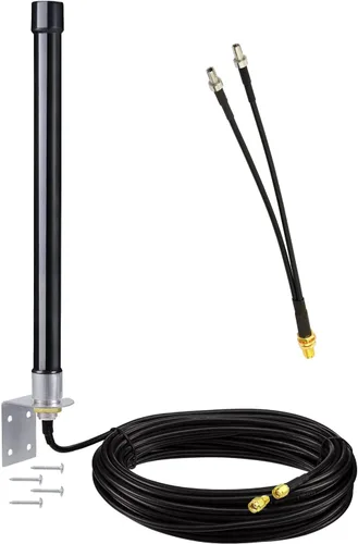 Bingfu Antena celular de largo alcance 0.14 oz LTE para montaje en pared, cable de 32.8 pies, con adaptador SMA a Dual ts9, compatible con Spypoint