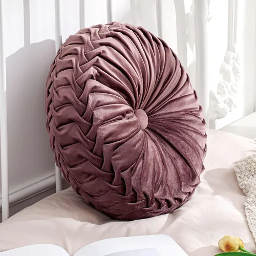 Miniatura 15 de Drydiet 3 Piezas Almohadas Redondas Decorativas de Terciopelo Plisado Almohadas de 15'' de Diámetro Acento Calabaza Boho Cojín de Silla para Sofá