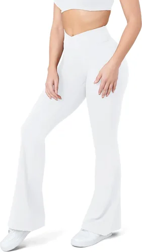 Miniatura 104 de HEGALY Pantalones de yoga acampanados para mujer, leggings cruzados, suaves, de cintura alta, pantalones casuales de entrenamiento con corte de bota