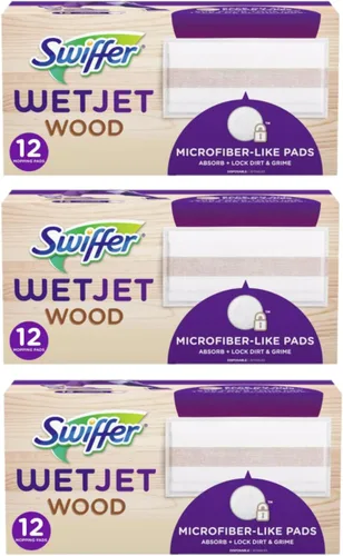 Swiffer WetJet Recambio de Almohadilla para Trapear Madera - 12 unidades (Paquete de 3)