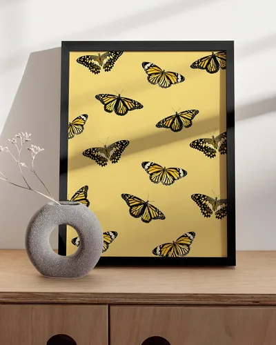 Miniatura 5 de HAUS AND HUES Arte de pared de mariposas: carteles estéticos para habitación, decoración de pared amarilla, sin marco, 12 x 16 pulgadas Mariposas