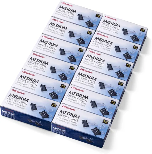 Miniatura 2 de Officemate Clips medianos para carpeta, color negro, 12 unidades (paquete de 12) y clips de papel Officemate Premium #1, 1000 clips de papel y clips