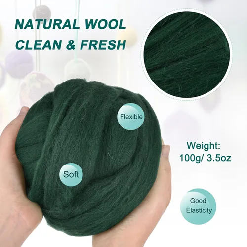 Miniatura 104 de uxcell Lana de fieltro con aguja, hilo de lana de fibra natural de 3.5 onzas para fieltro húmedo, manualidades, materiales de bricolaje
