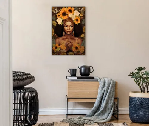 Miniatura 141 de Arte de pared afroamericano, decoración de rey y reina bailarín negro para sala de estar, arte de pareja de amor negro para dormitorio, lienzo