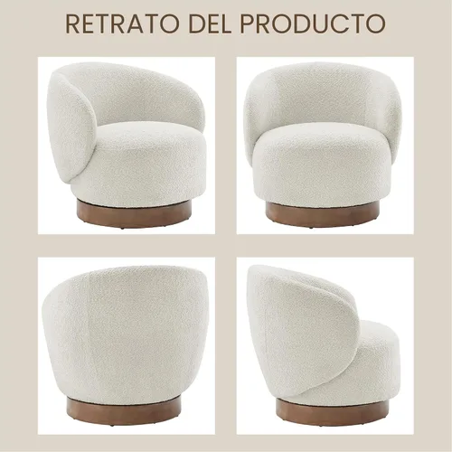 Miniatura 6 de KISLOT Silla giratoria moderna de barril redondo con tela tapizada de rendimiento para sala de estar, dormitorio, sala de espera, 1 caja