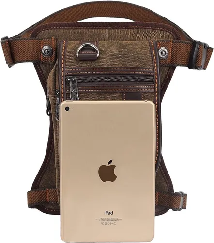 Miniatura 4 de Bolso de mensajero de lona vintage para hombre, bolso de mensajero de retazos de cuero en el pecho