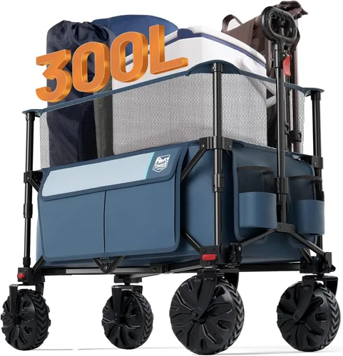 Miniatura 11 de Timber Ridge Carro plegable utilitario plegable resistente con ruedas todo terreno para compras al aire libre, camping, jardín, deportes, con bolsa