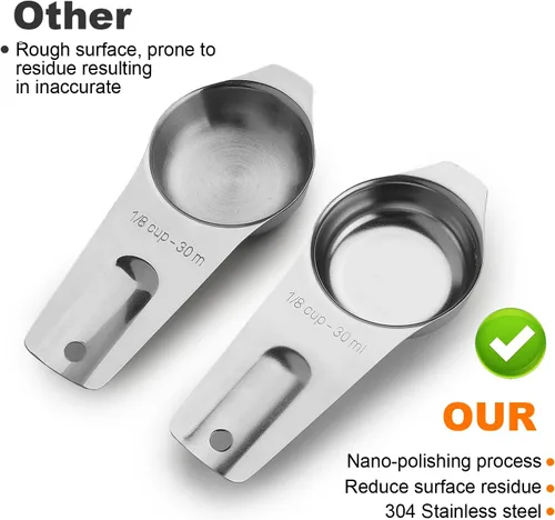 Miniatura 6 de Juego de 7 tazas medidoras apilables de acero inoxidable, resistentes, perfectas para ingredientes secos y líquidos, tazas medidoras anidables