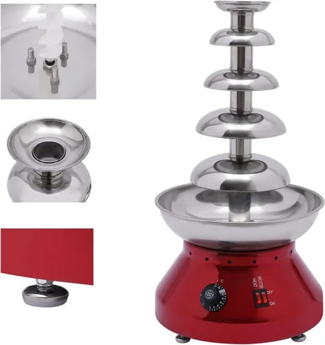 Miniatura 4 de CNCEST Fuente de chocolate, torre comercial de fondue de chocolate caliente de 110 V, 230 W, 5 niveles, 7 libras, 3 L, gran capacidad, máquina
