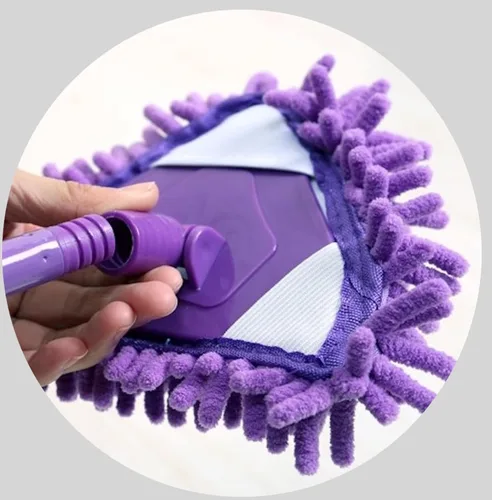 Miniatura 4 de Nuevo trapeador giratorio y ajustable triangular con 180 grados para mojado y seco con mango largo extensible, 2 cabezales de fregona reutilizables