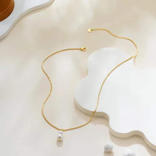 Miniatura 5 de Collares de perlas doradas para mujer, a la moda. Collar delicado chapado en oro de 14 K, sencillo y en capas, ideal como joyería para bodas