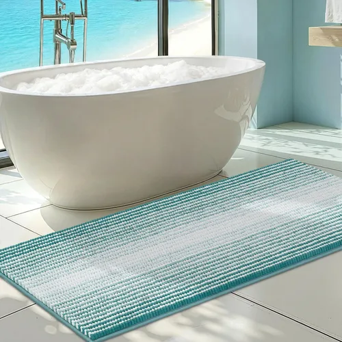 Miniatura 18 de Juegos de Alfombras y Tapetes para Baño, Juego de Alfombra de Baño de Felpilla Gruesa Absorbente de 2 Piezas Antideslizante, Tapetes Suaves