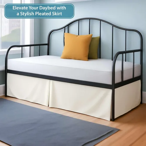 Miniatura 3 de Ready To Rest Falda para cama nido individual de 12 pulgadas de caída, faldas de cama estilo plisado para camas nido, esquinas divididas con Blanco