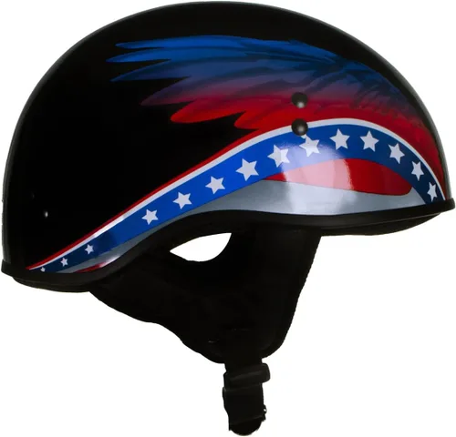 Miniatura 7 de Hot Leathers HLT68 Eagle Wings Black Advanced DOT - Casco de calavera para motocicleta, para hombres y mujeres