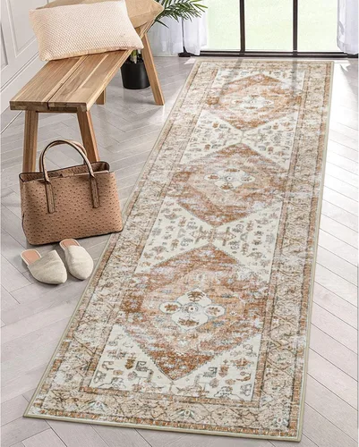 Miniatura 13 de Lahome - Tapete con diseño bohemio, pequeño, antideslizante, lavable, ultradelgado, con estampado oriental desgastado, para entrada, cocina