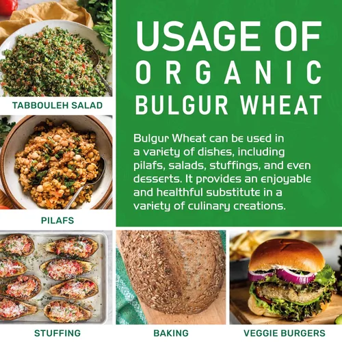 Miniatura 7 de Trigo Bulgur orgánico grueso #3 de 2 libras, sin OMG, cultivado en Estados Unidos, bayas de trigo 100% naturales, bolsa resellable por Jiva Organics