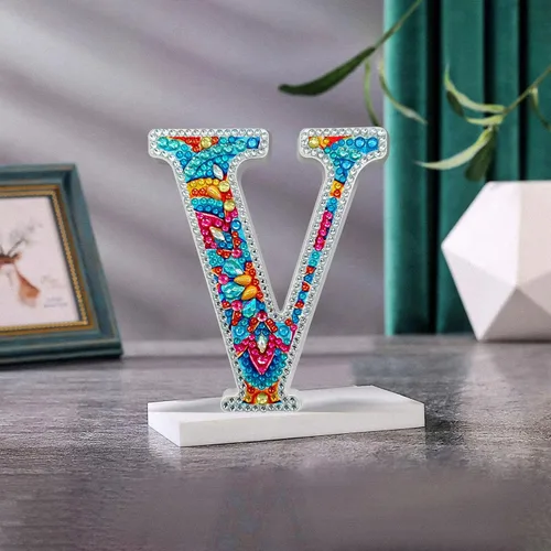Miniatura 26 de YOYA Letras de Artesanía de Madera con Arte de Diamantes 5D de 6 Pulgadas para Decoración de Pared, Kits de Arte de Diamantes de Letras de A