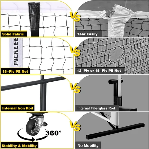 Miniatura 6 de Fostoy Pickleball Net with Wheels, Portable 2-in-1 Pickle Ball Net with Ball Collector,22FT Regulation Size & 11FT Half Court Size, Carry Bag