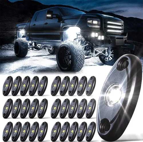 Miniatura 8 de LEDMIRCY Luces LED de roca, 10 unidades, color blanco para J e e p, camión todoterreno, RZR, auto, barco, SUV, impermeable, de alta potencia, luces